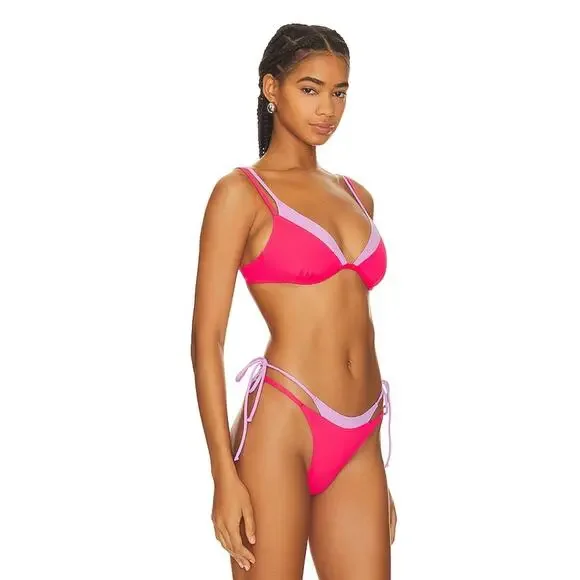 Two Tone Underwire L*Space Seam-free Fused Zendaya Bikini Top Pink Lilac sz S